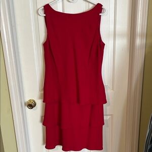 Evan Picone Red Layered Dress. Size  16. Hi/low neckline. Good condition